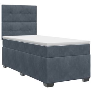 vidaXL Boxspringbett mit Matratze Dunkelgrau 100 x 200 cm Samt