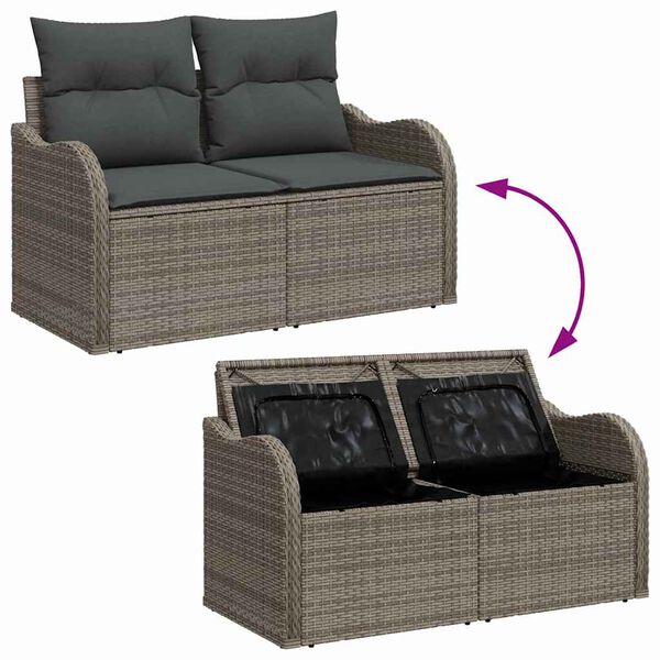 vidaXL Gartensofa-set mit Kissen 6 pcs Grau Poly-Rattan