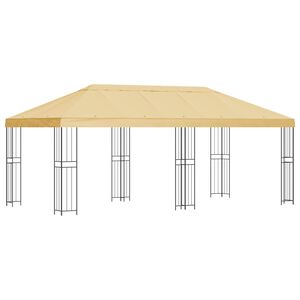 vidaXL Gartenpavillon 6 x 3 m Creme Polyester und Stahl 190 gsm