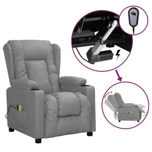 vidaXL Massagesessel Elektrisch Grau Kunstleder