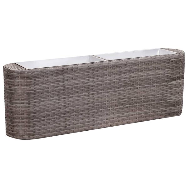 Garten-Hochbeet 120x24x40cm Poly Rattan Grau