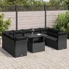 vidaXL 10-tlg. Garten-Sofagarnitur mit Kissen Schwarz Poly Rattan