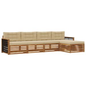 vidaXL Outdoor-Sofagarnitur mit Kissen 5 pcs Natur und Beige