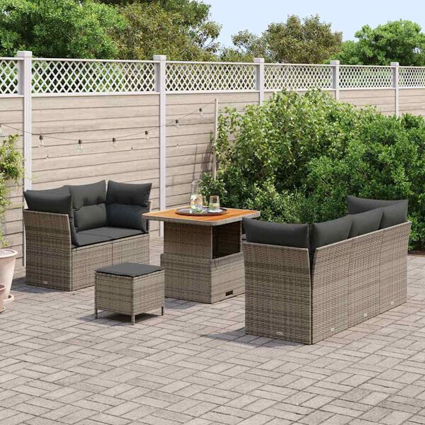vidaXL Gartensofa-set mit Kissen 8 pcs Grau Poly-Rattan