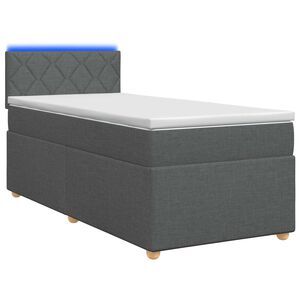 vidaXL Boxspringbett mit Matratze und LED Dunkelgrau 90 x 190 cm Stoff