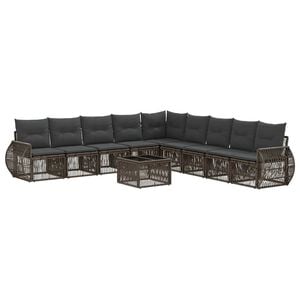 vidaXL Gartensofa-set 10 stk. Grau und Dunkelgrau Poly-Rattan