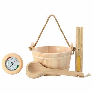 vidaXL Sauna Zubeh&ouml;r Set 4 pcs Braun Massives Kiefernholz und Hanf