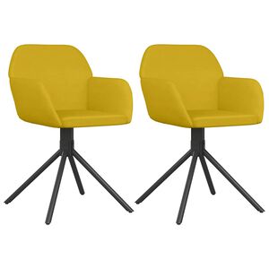 vidaXL Esszimmerst&uuml;hle 2 Stk. Drehbar Gelb Samt