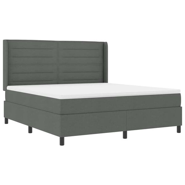 vidaXL Boxspringbett mit Matratze Dunkelgrau 200 x 180 cm Stoff