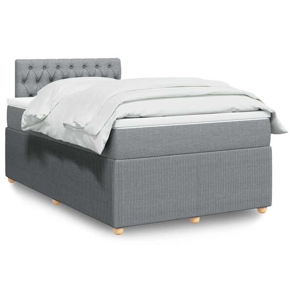 vidaXL Boxspringbett mit Matratze Hellgrau 120x190 cm Stoff