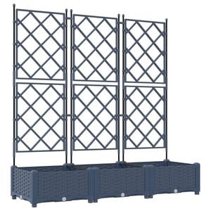 vidaXL Garten-Pflanzgef&auml;&szlig; 3 pcs Grau 120 x 40 x 125,5 cm Kunststoff