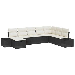 vidaXL Garten-Sofa-Set mit Kissen 8 pcs Schwarz Poly Rattan