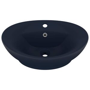 vidaXL Luxus-Waschbecken &Uuml;berlauf Matt Dunkelblau 58,5x39cm Keramik