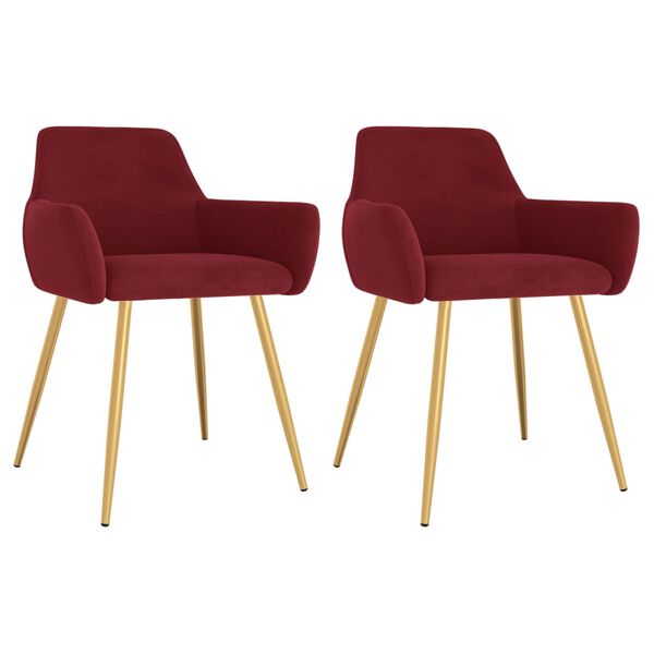 vidaXL Esszimmerst&uuml;hle 2 Stk. Weinrot Samt