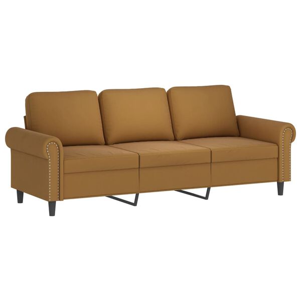 vidaXL 3-Sitzer-Sofa mit Hocker Braun 180 cm Samt