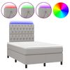 vidaXL Boxspringbett mit Matratze & LED Hellgrau 120x200 cm Stoff