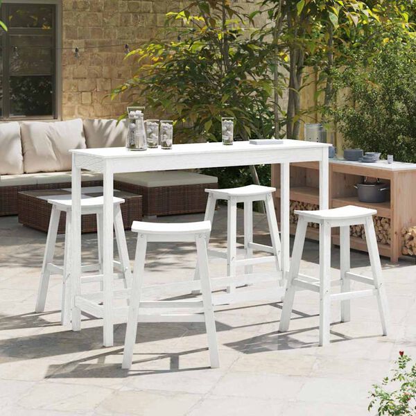 vidaXL Garten Bar Set 4 pcs Weiß HDPE