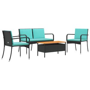 vidaXL Garten Set Schwarz Poly-Rattan