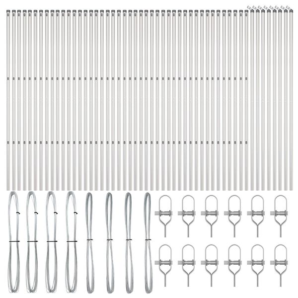 vidaXL Zaunpfosten 52 pcs Grau 3,2 x 3,2 x 150 cm