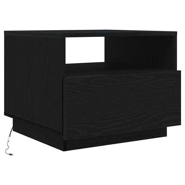 vidaXL Couchtisch mit LED-Leuchten Schwarz Eichen-Optik 50x49x40 cm