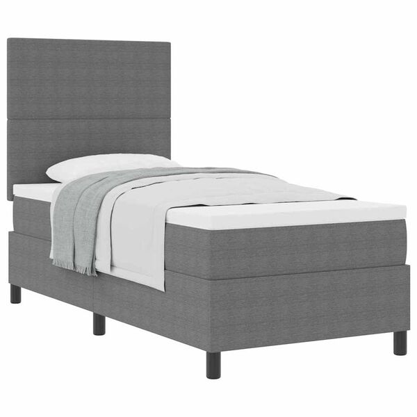 vidaXL Boxspringbett Hellgrau und Wei&szlig; 203 x 90 x 128 cm Cordstoff