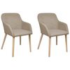 vidaXL Esszimmerst&uuml;hle 2 Stk. Beige Stoff und Massivholz Eiche