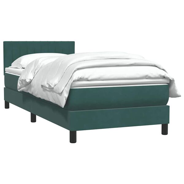 vidaXL Boxspringbett mit Matratze Dunkelgr&uuml;n 80x210 cm Samt