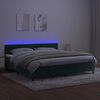 vidaXL Boxspringbett mit Matratze & LED Dunkelgr&uuml;n 200x200 cm Samt