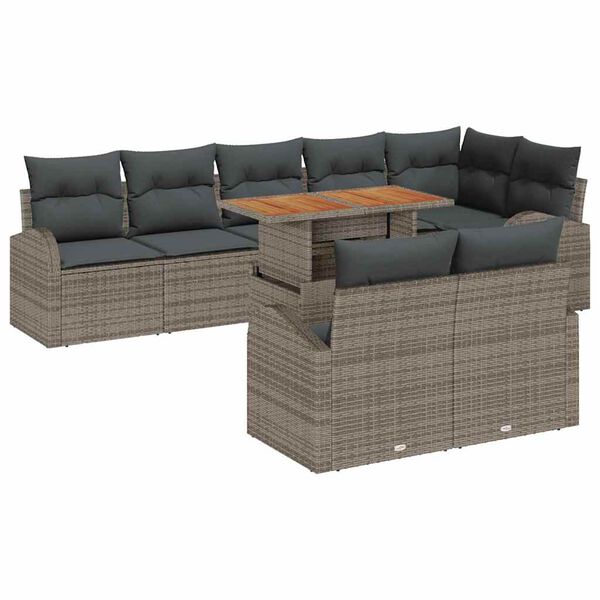 vidaXL Garten-Sofa-Set mit Kissen 9 pcs Grau