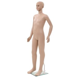 vidaXL Ganzk&ouml;rper-Schaufensterpuppe Kind mit Glassockel Beige 140 cm