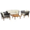 vidaXL 5 pcs Massives Akazienholz & Seil Natur