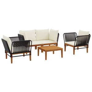 vidaXL 5 stk. Massives Akazienholz & Seil Natur