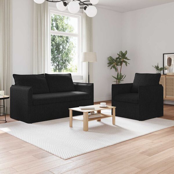 vidaXL Sofa 2 pcs Schwarz 196 x 82 x 85 cm Stoff