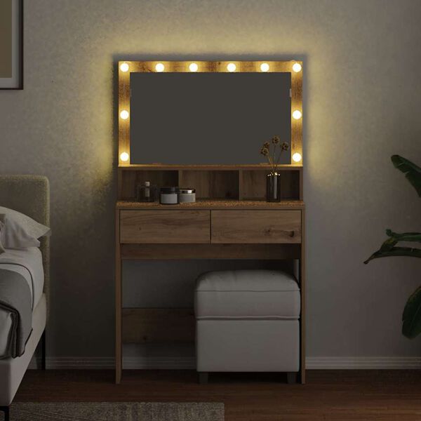 vidaXL Schminktisch Artisan-Eiche 80 x 41 x 134,5 cm Holzwerkstoff