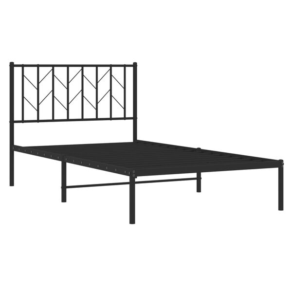 vidaXL Bettgestell mit Kopfteil Metall Schwarz 100x190 cm