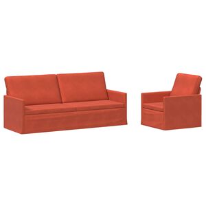 vidaXL Sofa-Set 2 pcs Rot-Orange Cordstoff