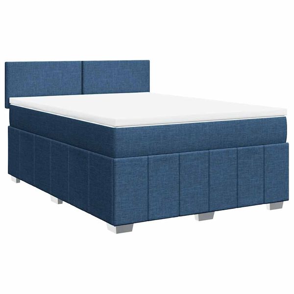 vidaXL Boxspringbett mit Matratze Blau 140x190 cm Stoff