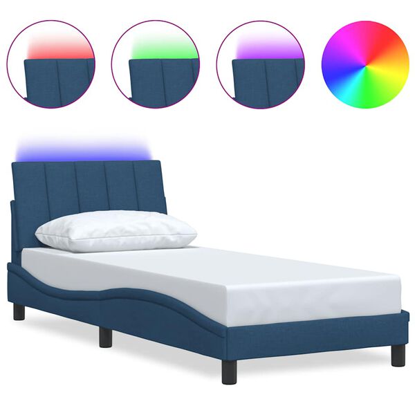 vidaXL Bettgestell ohne Matratze "Hanko" Blau 80x200 cm Stoff