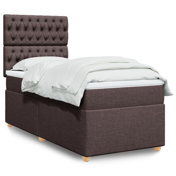 vidaXL Boxspringbett mit Matratze Dunkelbraun 80x200 cm Stoff