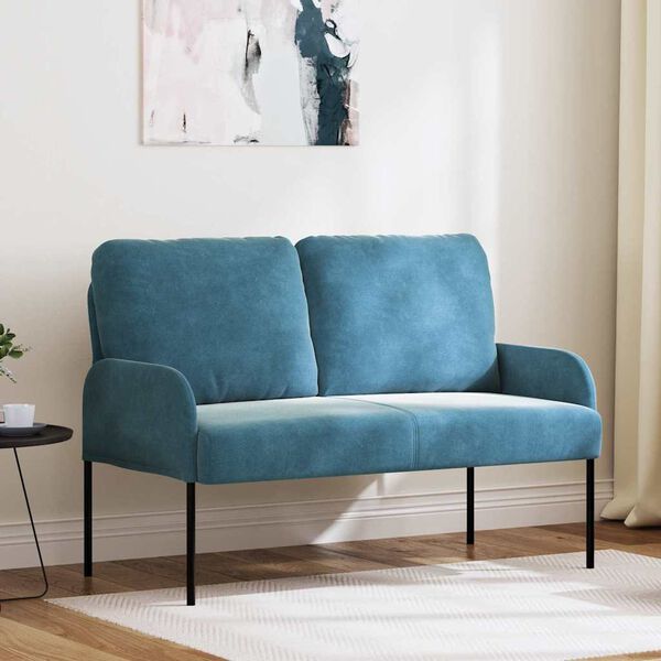 vidaXL Sofas mit Kissen 110cm Blau Sperrholz