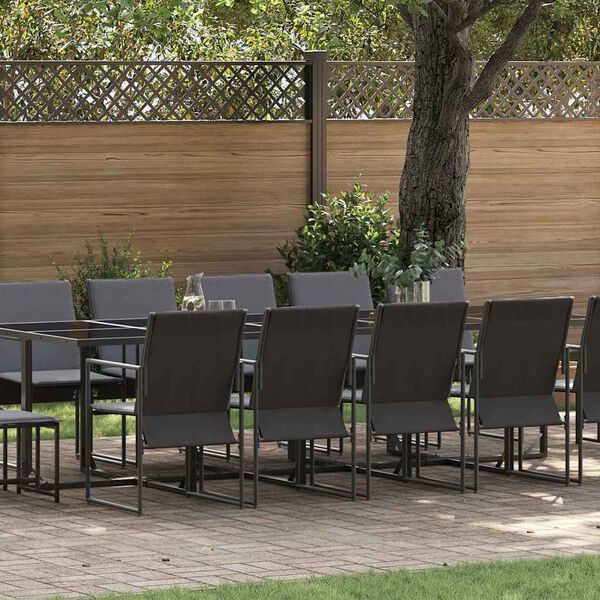 vidaXL Garten Essgruppe 15 pcs Schwarz Stahl