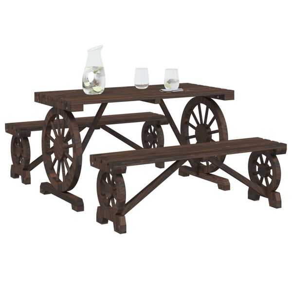 vidaXL 3-tlg. Garten-Essgruppe Massivholz Tanne