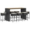 vidaXL 9-tlg. Gartenbar-Set mit Kissen Schwarz Poly Rattan