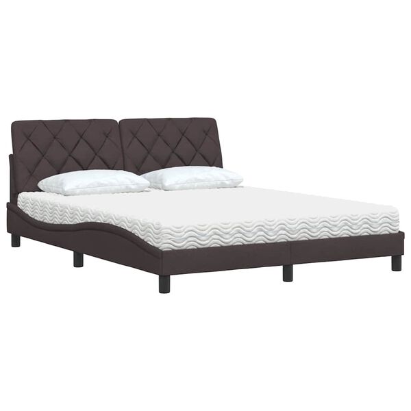vidaXL Bett mit Matratze Dunkelbraun 160x200 cm Stoff