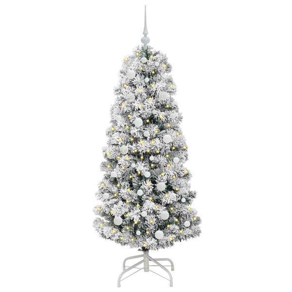 vidaXL K&uuml;nstlicher klappbarer Weihnachtsbaum Gr&uuml;n und Wei&szlig; 150 cm