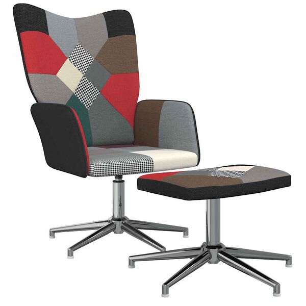 vidaXL Relaxsessel mit Hocker Patchwork Stoff