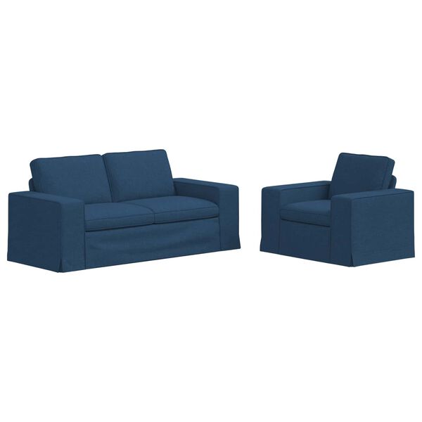 vidaXL Sofa 2 pcs Blau 182 x 80 x 82 cm Stoff