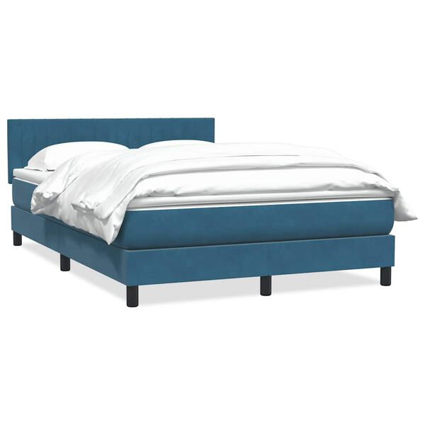 vidaXL Boxspringbett mit Matratze Dunkelblau 160x210 cm Samt