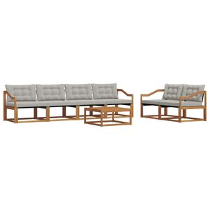 vidaXL Outdoor-Sofagarnitur mit Kissen 7 pcs Nat&uuml;rlich und Hellgrau