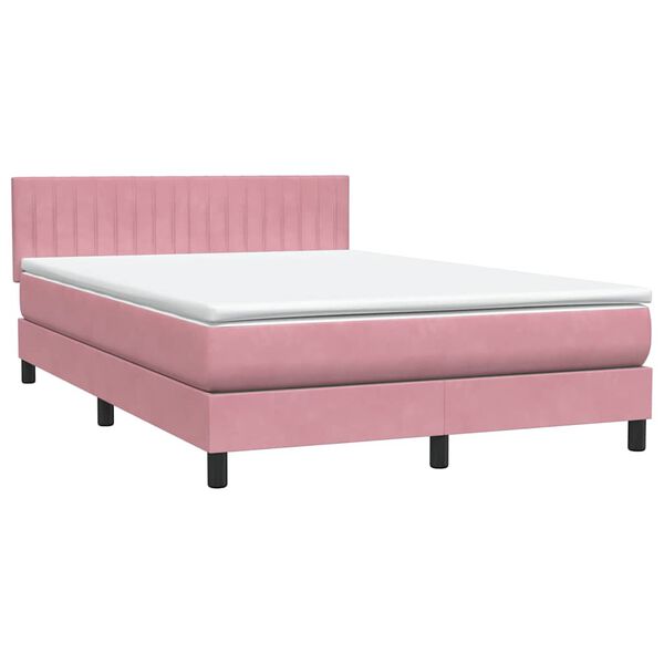 vidaXL Boxspringbett mit Matratze Rosa 140x210 cm Samt